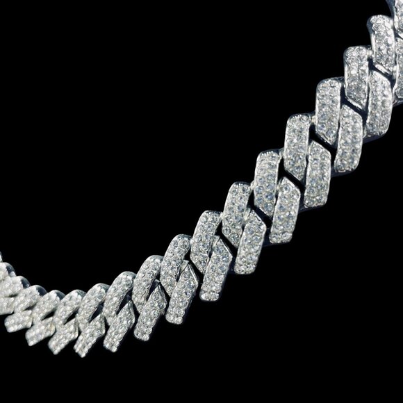 Iced Out Cuban Link Chain Necklace New In Package Bling Silver Hip Hop Jewelry - Picture 6 of 7